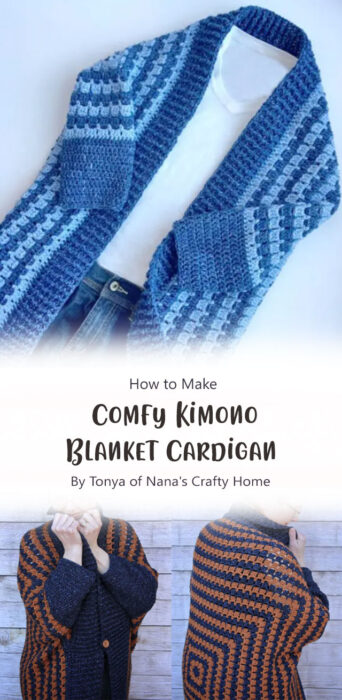 Comfy Kimono Blanket Cardigan By Tonya of Nana's Crafty Home