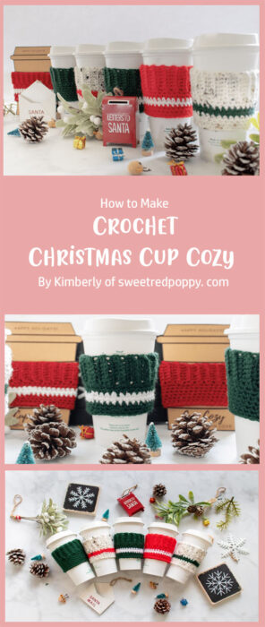 Crochet Christmas Cup Cozy By Kimberly of sweetredpoppy. com