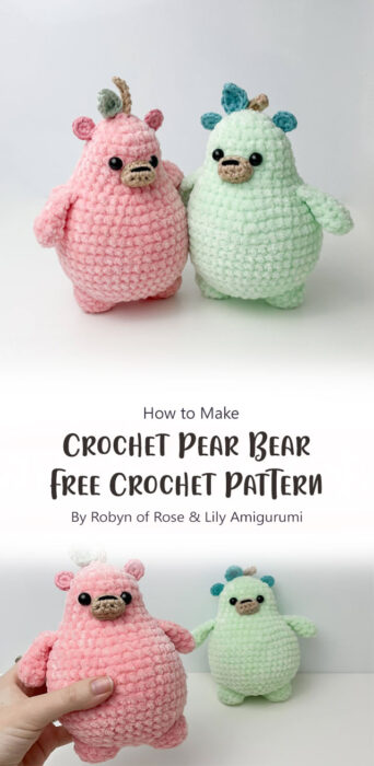 Crochet Pear Bear - Free Crochet Pattern By Robyn of Rose & Lily Amigurumi