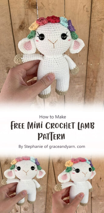 Free Mini Crochet Lamb Pattern By Stephanie of graceandyarn. com