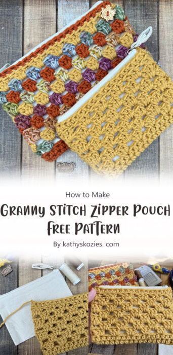 How to Crochet a Sewing Optional Retro Granny Stitch Zipper Pouch - Free Pattern By kathyskozies. com