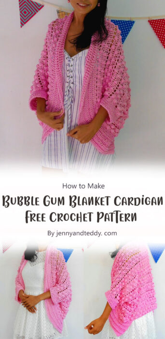 Bubble Gum Blanket Cardigan Free Crochet Pattern By jennyandteddy. com