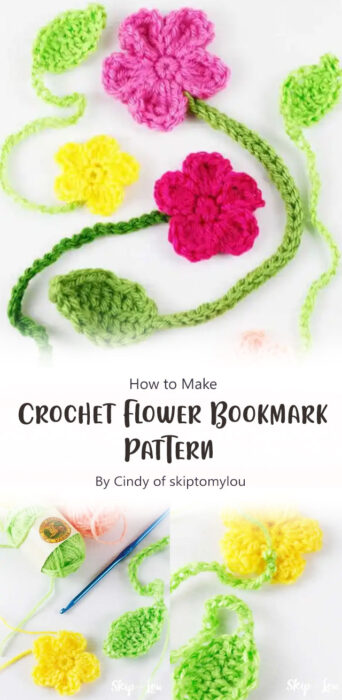 Crochet Flower Bookmark Pattern By Cindy of skiptomylou