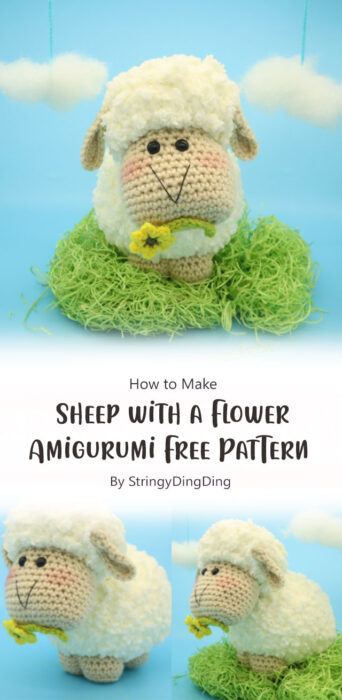Sheep with a Flower Amigurumi - Free Crochet Pattern By StringyDingDing