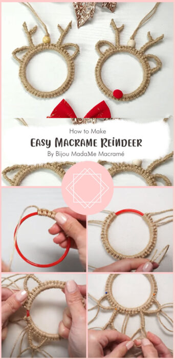 Easy Macrame Reindeer Christmas Ornament Tutorial for Beginners By Bijou MadaМe Macramé