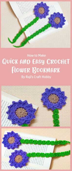 Quick and Easy Crochet Flower Bookmark By Raji's Craft Hobby