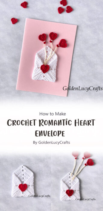 Crochet Romantic Heart Envelope By GoldenLucyCrafts