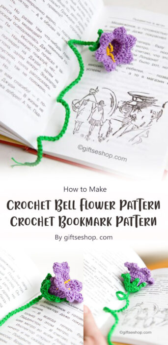 Free Crochet Bell Flower Pattern - Crochet Bookmark Pattern By giftseshop. com