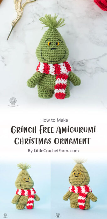 Grinch Free Amigurumi Christmas Ornament By LittleCrochetFarm. com