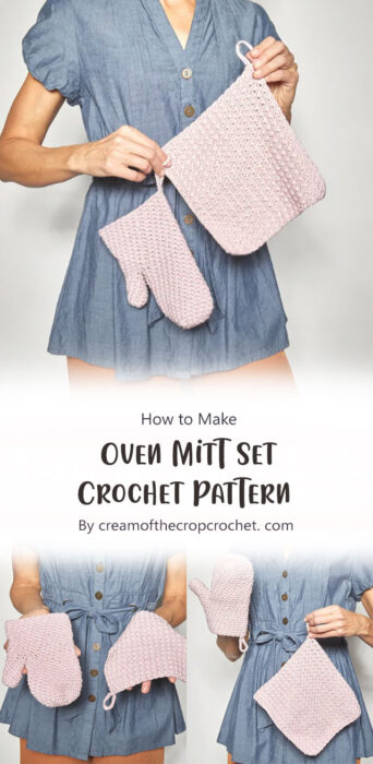 Oven Mitt Set Crochet Pattern By creamofthecropcrochet. com
