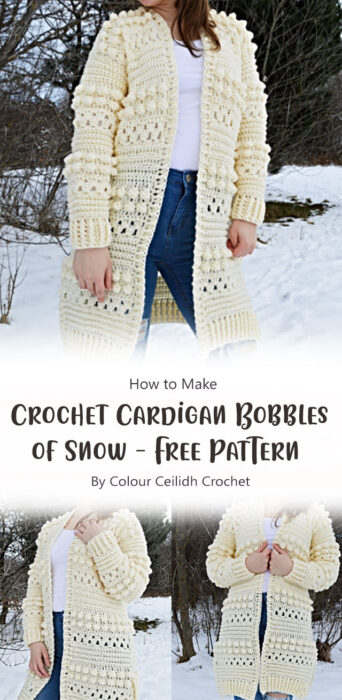 Crochet Cardigan Bobbles of Snow - Free Pattern By Colour Ceilidh Crochet