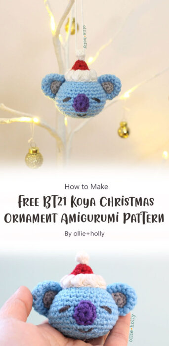 Free BT21 Koya Christmas Ornament Amigurumi Pattern By ollie+holly