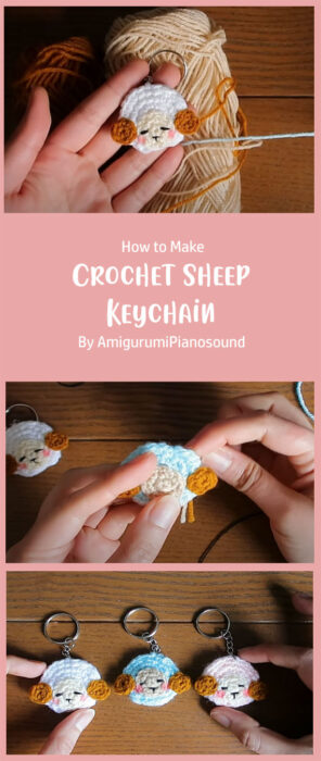 How to Crochet Sheep Keychain By AmigurumiPianosound