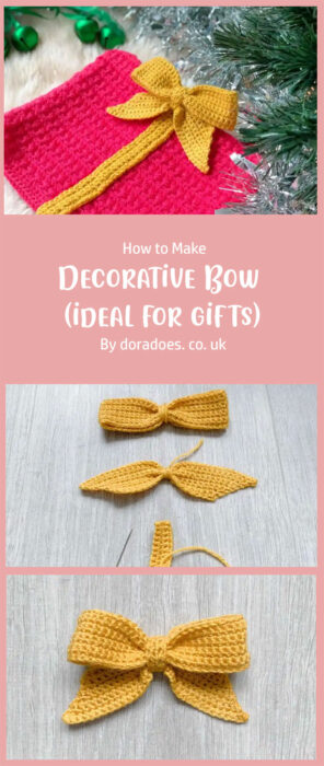 How to Crochet a Decorative Bow (ideal for gifts) By doradoes. co. uk