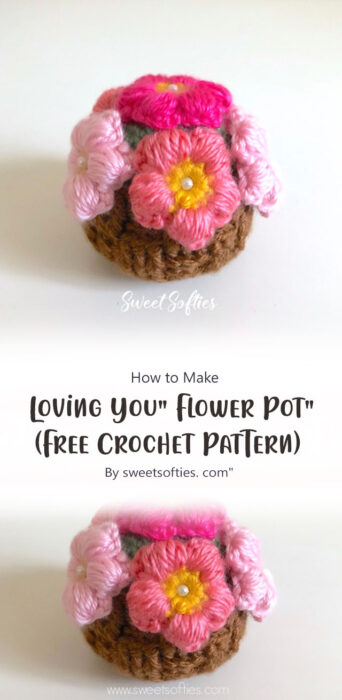"Loving You" Flower Pot (Free Crochet Pattern By sweetsofties. com
