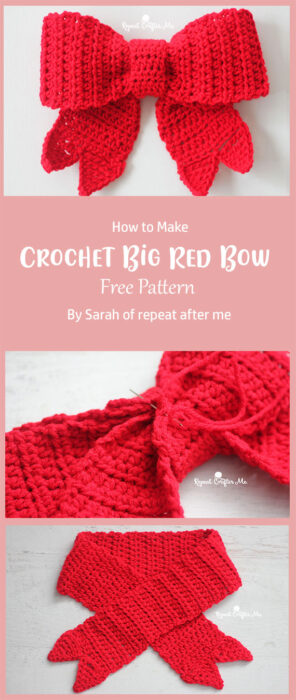 Crochet Big Red Bow By Sarah of repeat after me