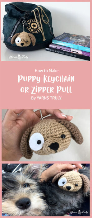 Puppy Keychain or Zipper Pull By YARNS TRULY