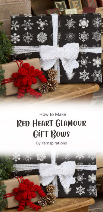 Red Heart Glamour Gift Bows By Yarnspirations