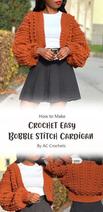 How To Crochet : Easy Bobble Stitch Cardigan By AC Crochets