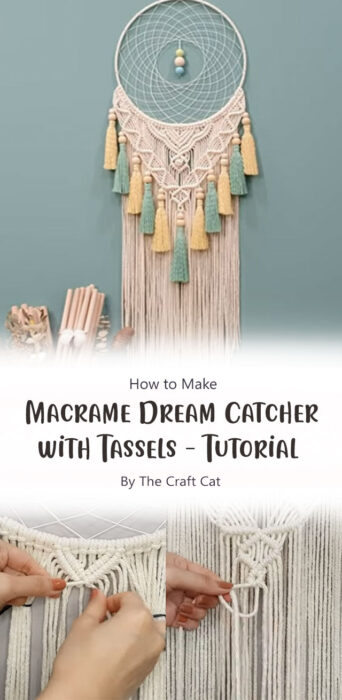 How To Make Macrame Dream Catcher with Tassels By The Craft Cat