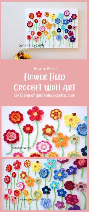 Flower Field Crochet Wall Art By Olena of goldenlucycrafts. com