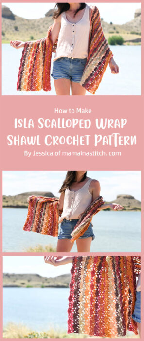 Isla Scalloped Wrap - Shawl Crochet Pattern By Jessica of mamainastitch. com