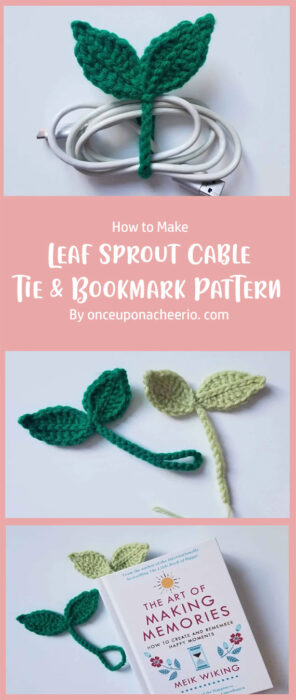 Leaf Sprout Cable Tie & Bookmark Crochet Pattern By onceuponacheerio. com