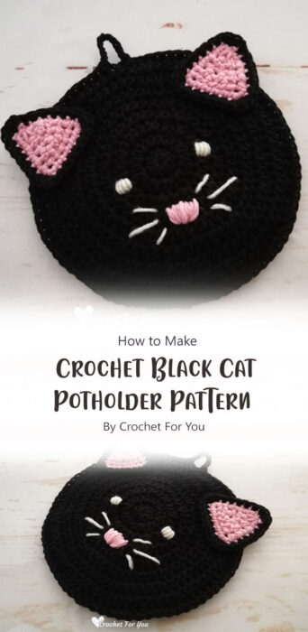 Crochet Black Cat Potholder Pattern By Crochet For You