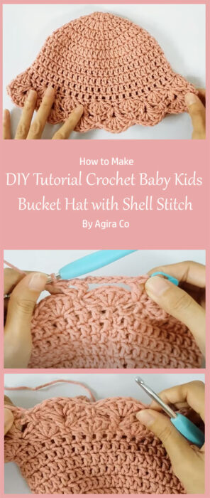 DIY Tutorial Crochet Baby Kids Bucket Hat with Shell Stitch Simple and Easy By Agira Co
