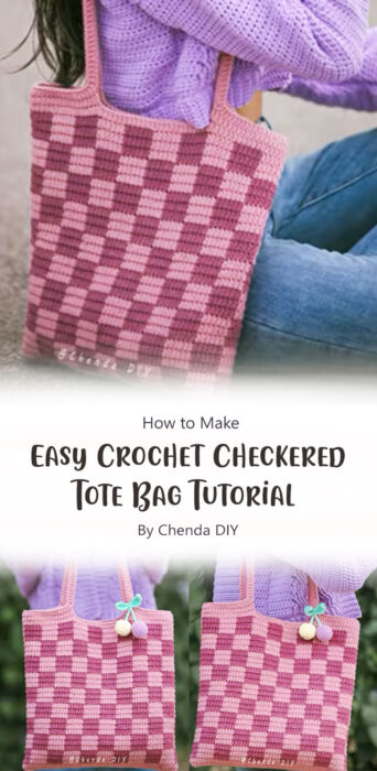 Easy Crochet Checkered Tote Bag Tutorial By Chenda DIY