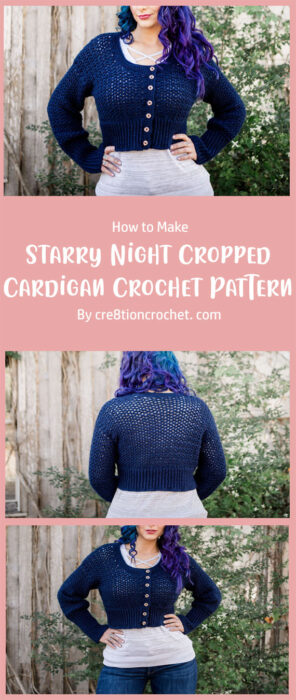 Starry Night Cropped Cardigan Crochet Pattern By cre8tioncrochet. com