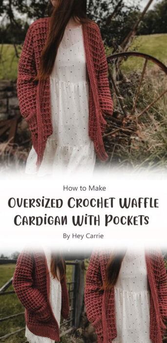 Easy Oversized Crochet Waffle Cardigan With Pockets By Hey Carrie