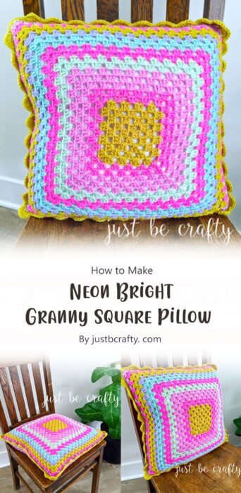 Neon Bright Granny Square Pillow By justbcrafty. com