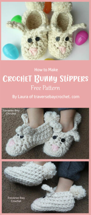Crochet Bunny Slippers By Laura of traversebaycrochet. com