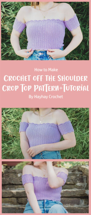 Easy Crochet off the Shoulder Crop Top - Free Pattern + Video Tutorial By Hayhay Crochet