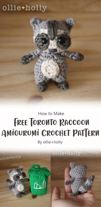 Free Toronto Raccoon Amigurumi Crochet Pattern By ollie+holly