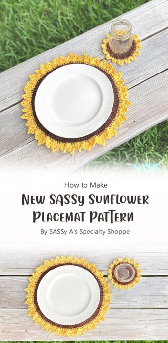 New SASSy Sunflower Placemat Pattern By SASSy A's Specialty Shoppe