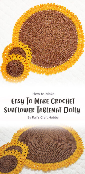 Easy To Make Crochet Sunflower Tablemat Doily By Raji's Craft Hobby
