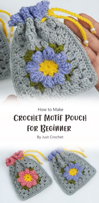 How to Crochet Motif Pouch for Beginner By Just Crochet
