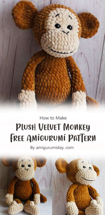 Plush Velvet Monkey Amigurumi PDF Free Crochet Pattern By amigurumiday. com