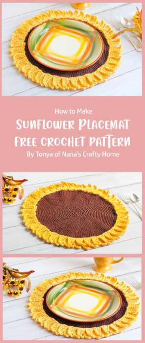 Sunflower Crochet Pattern Placemat free crochet pattern By Tonya of Nana's Crafty Home