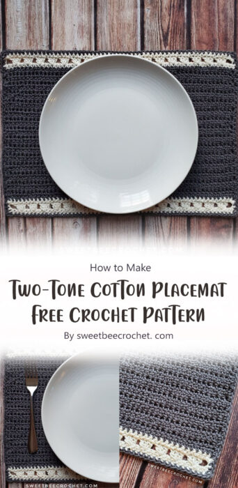 Two-Tone Cotton Placemat - Free Crochet Pattern By sweetbeecrochet. com