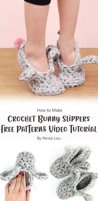 Crochet Bunny Slippers - Free Pattern and Video Tutorial By Persia Lou