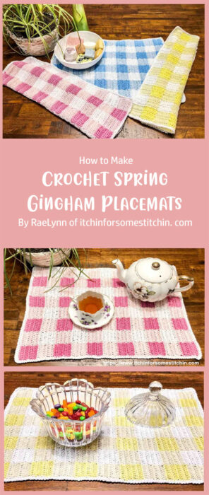 Crochet Spring Gingham Placemats By RaeLynn of itchinforsomestitchin. com