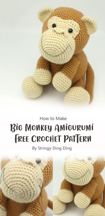 Big Monkey Amigurumi - Free Crochet Pattern By Stringy Ding Ding