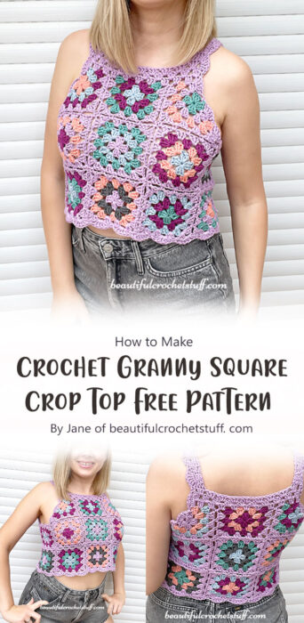 Crochet Granny Square Crop Top Free Pattern By Jane of beautifulcrochetstuff. com