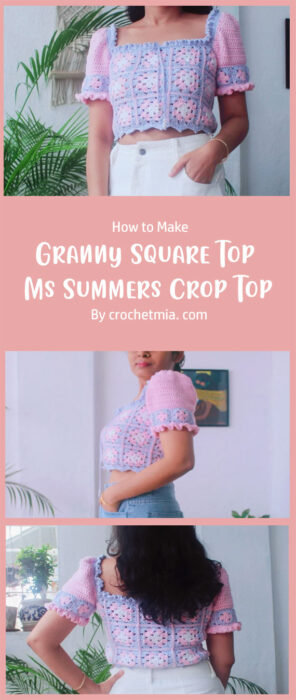 How To Crochet Granny Square Top - Ms Summers Crop Top By crochetmia. com