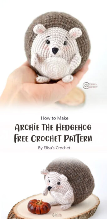 Archie the Hedgehog Free Crochet Pattern By Elisa's Crochet