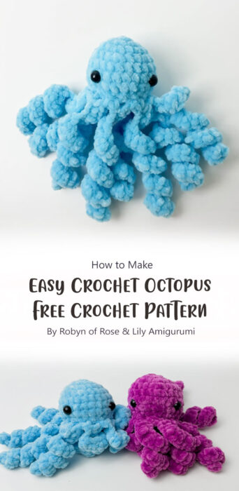 Easy Crochet Octopus - Free Crochet Pattern By Robyn of Rose & Lily Amigurumi