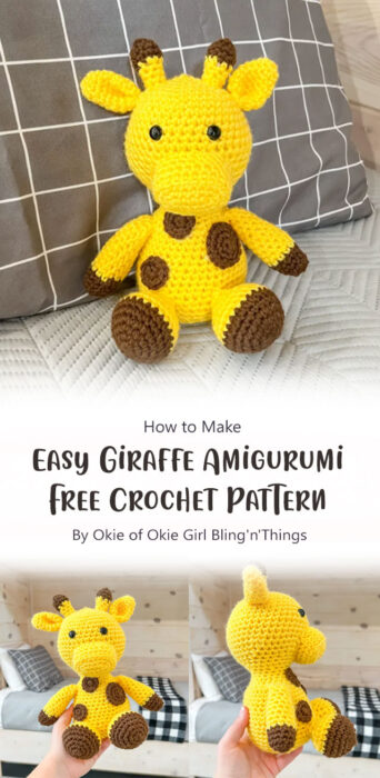 Easy Giraffe Amigurumi Free Crochet Pattern By Okie of Okie Girl Bling'n'Things